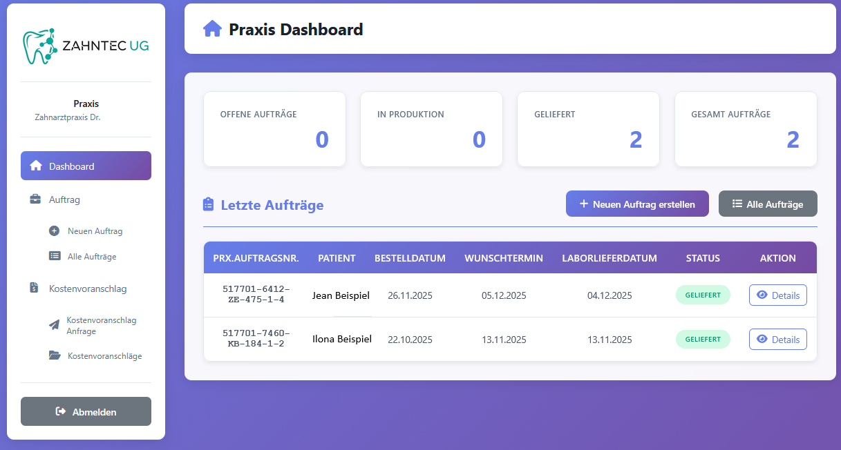 ZAHNTEC Dashboard