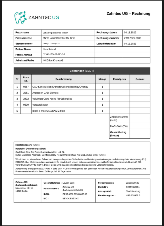 Automatische Rechnung